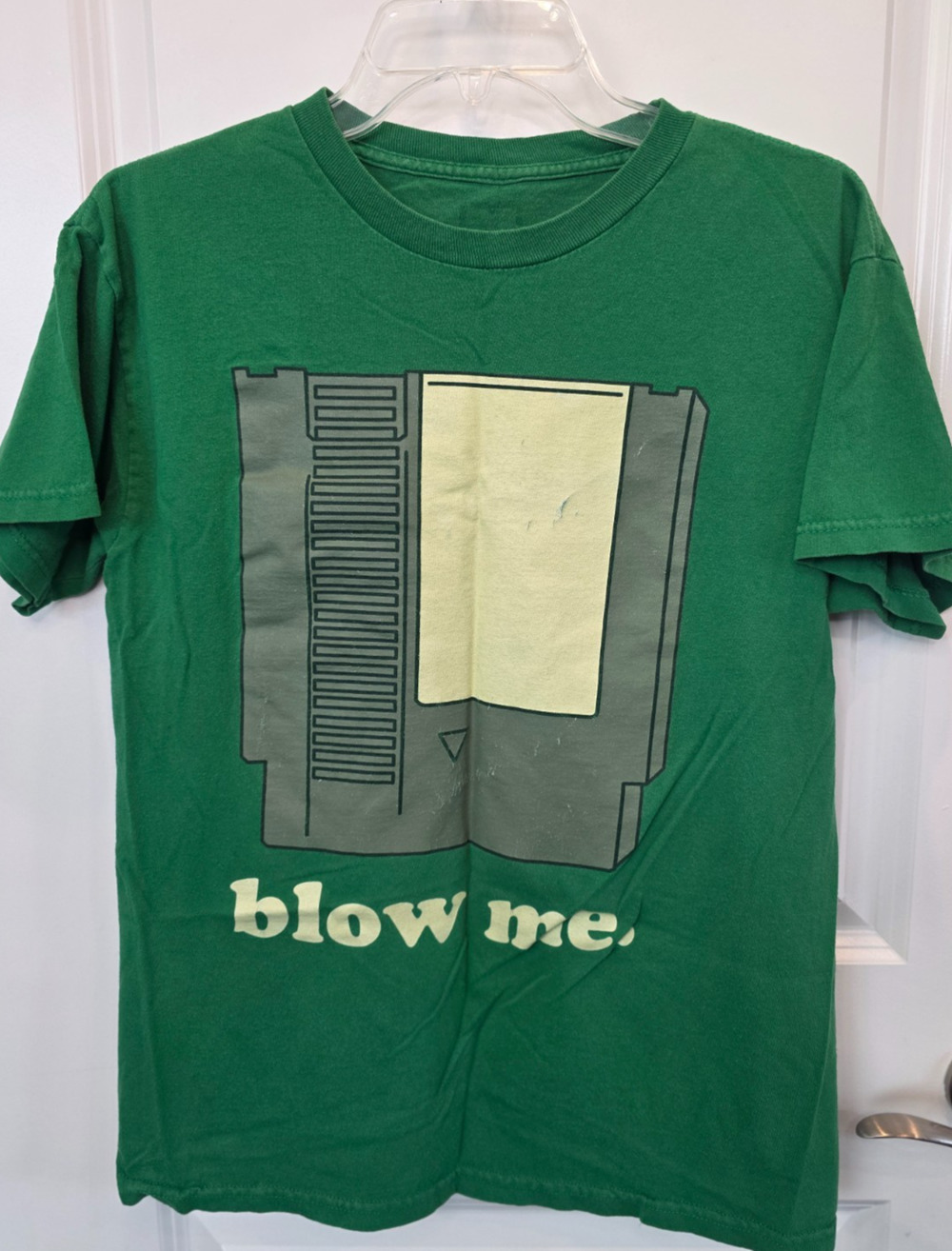 Nintendo Retro Graphic T-Shirt Men's Medium Green Cartridge Blow Me Gaming Gamer